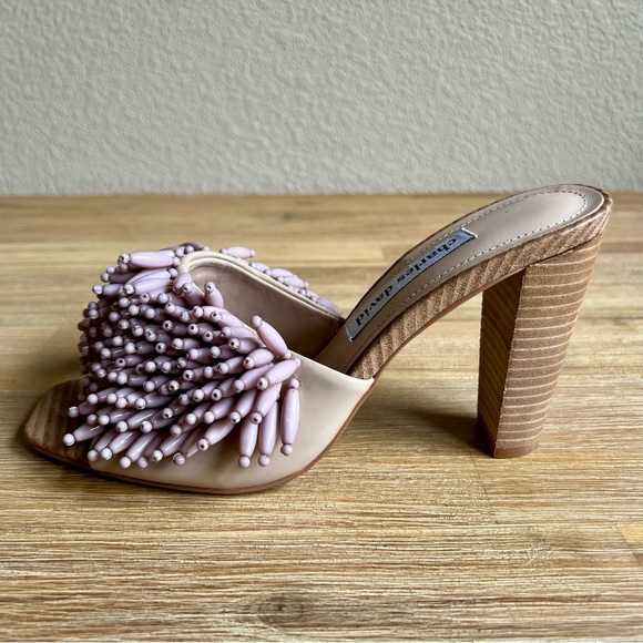 Charles David HOTTIE SANDAL size 9 beaded block heel slide - Picture 2 of 13